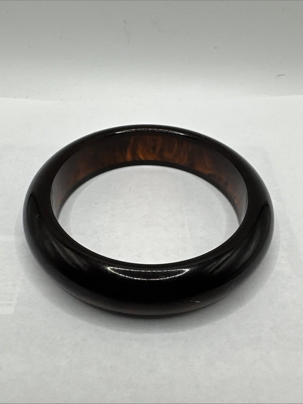 Bakelite Bangle Bracelet Vintage Marbled Translucent Root Beer 7.5” .5” 42.30gra
